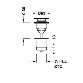 Abfluss umywalkowy Tres, click-clack, 63mm, 24-K Gold matowe