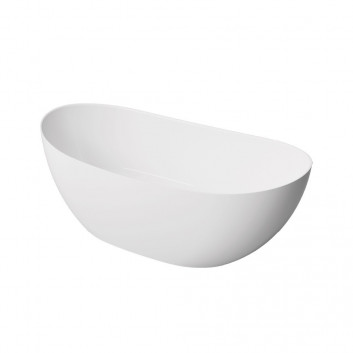 Badewanne freistehend Emporia Riva 157x70x56 cm z konglomeratu, bez zintegrowanego przelewu, z powłoka Snow White - weiß