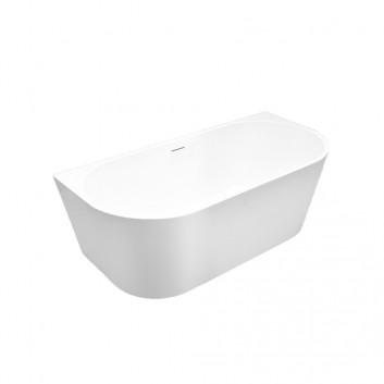 Badewanne freistehend Emporia Alia 140x70x61,5 cm z konglomeratu, bez zintegrowanego przelewu, mit Schicht Snow White - weiß
