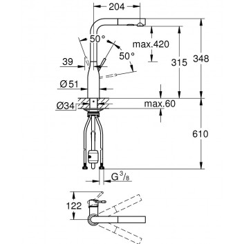 Einhebel- Spültischarmatur, Grohe Essence - brushed hard graphite