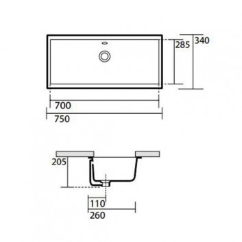 Unterbauwaschtisch Kerasan Lavabi D'Arredo 75x34x20,5 cm, weiß- sanitbuy.pl