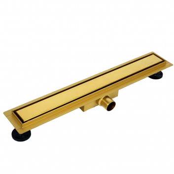 Ablaufrinne podłogowy Balneo Duplex Next Gold 90 cm, dwustronny, aus rostfreiem Stahl szczotkowanej, z niskim syfonem i głębokim osadnikiem - golden 