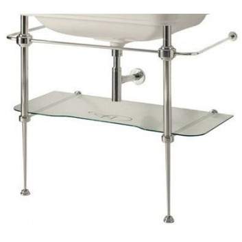 Konsola podłogowa, metalowa ze aus Glas półką pod umywalkę, KERASAN WALDORF - Weiß/Bronzo