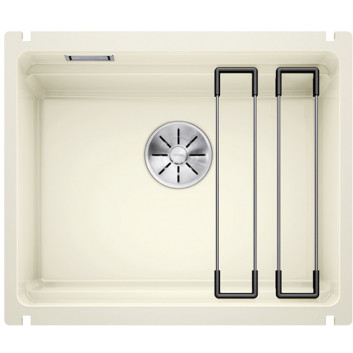 Zlewozmywak Keramik Blanco Etagon 500-U 54x45,6 cm jednokomorowy, Keramik PuraPlus mit Stöpsel InFino plus szyny - weiß Glanz 525149 