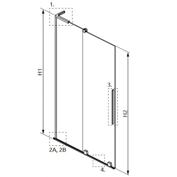 Parawan nawannowy Radaway Furo SL PND II 110, lewy, Glas transparent, 110x150cm, przesuwny, profil golden szczotkowany
