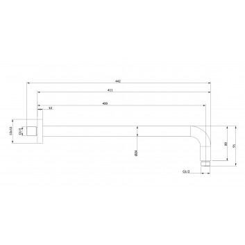 Arm Dusch- Wand- Omnires, 40cm, Chrom
