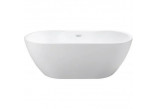 Badewanne freistehend Besco Navia 150x80 cm oval weiß, maskownica syfonu z Überlauf weiß