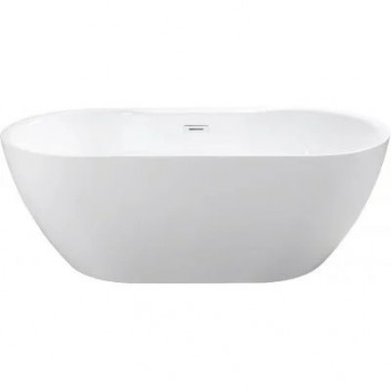 Badewanne freistehend Besco Navia 150x80 cm oval weiß, maskownica syfonu z Überlauf weiß