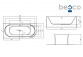 Badewanne freistehend Besco Avita A-Line, Acryl-, rechts 170x75 cm, zur Wandmontage, Ablaufgarnitur z napełnieniem przez Überlauf weiß McAlpine czyszczony od góry - außen weiß Glanz, wewnątrz weiß Glanz
