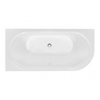 Badewanne freistehend Besco Avita A-Line, Acryl-, rechts 170x75 cm, zur Wandmontage, Ablaufgarnitur z napełnieniem przez Überlauf weiß McAlpine czyszczony od góry - außen weiß Glanz, wewnątrz weiß Glanz