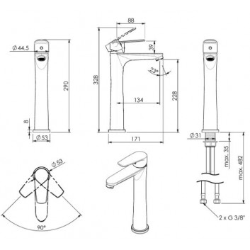 Waschtischarmatur Gedy Como stehend, Einhebel- - Chrom