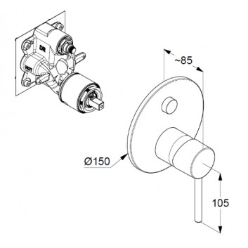 Unterputz-brausearmatur , Kludi Bozz, Chrom