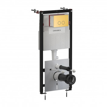 Unterputz-gestell Omnires Strongframe z Eco spłukiwaniem für das Becken toaletowej + Steel-R45 Spültaste aus rostfreiem Stahl Farbe golden szczotkowany