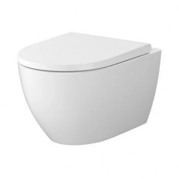 Becken WC hängend Cersanit Zen 35,5x52,5 cm, bez kołnierza, spłukiwanie wirowe mit WC-Sitz mit Softclosing - weiß Glanz