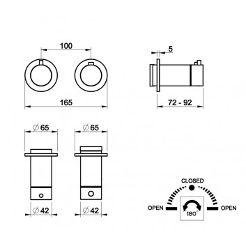 Thermostatisch Armatur Brause- Gessi Anello, Unterputz, mit 2-Anschlüssen, 1 wyjście wody, Chrom