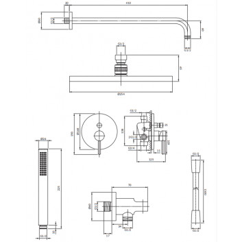 Duschsystem Unterputz, Omnires Y - Gebürstetes messing