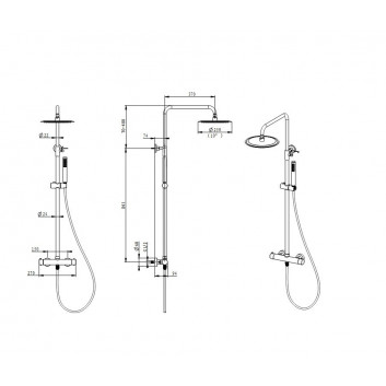 Brausestange Emporia FLY, 2-Funktions-, thermostatisch, Aufputz - Chrom