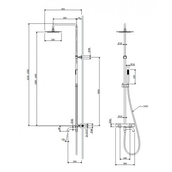 Omnires System Wannen-prysznicowy, Aufputz-, thermostatisch
