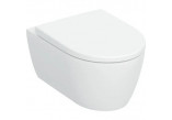 Becken WC hängend Geberit iCon 53x36 cm, bez kołnierza, spłukiwanie wirowe mit WC-Sitz mit Softclosing - weiß