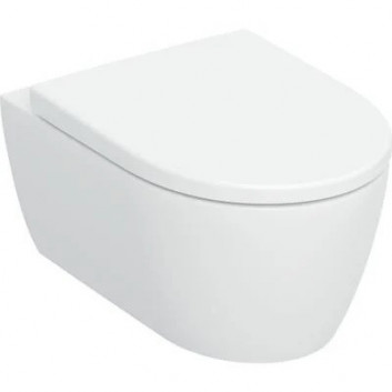 Becken WC hängend Geberit iCon 53x36 cm, bez kołnierza, spłukiwanie wirowe mit WC-Sitz mit Softclosing - weiß