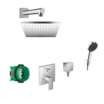 Dusch-set Hansgrohe WallStoris, Aufputz-, Armattur thermostatisch, 1 wyjście wody, mit Korb, wieszakiem i suwakiem, schwarz matt