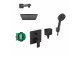 Dusch-set Hansgrohe WallStoris, Aufputz-, Armattur thermostatisch, 1 wyjście wody, mit Korb, wieszakiem i suwakiem, schwarz matt