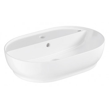 Wandwaschtisch Grohe Cube Ceramic, 60cm, z Überlauf, Hahnloch, alpenweiß