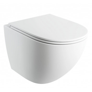 Bezkołnierzowa Becken Toiletten- hängend OMNIRES OTTAWA COMFORT mit WC-Sitz mit Softclosing, 54 x 37 cm - weiß matt