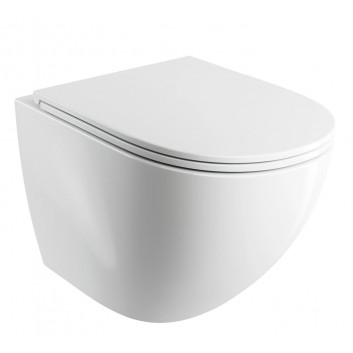 Bezkołnierzowa Becken Toiletten- hängend OMNIRES OTTAWA COMFORT mit WC-Sitz mit Softclosing, 54 x 37 cm - weiß matt