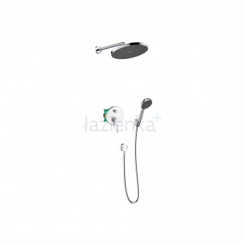 Dusch-set Hansgrohe WallStoris, Aufputz-, Armattur thermostatisch, 1 wyjście wody, mit Korb, wieszakiem i suwakiem, schwarz matt