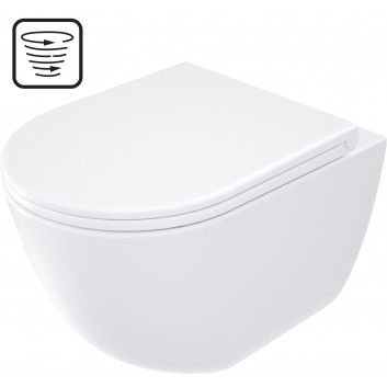 Becken Wc mit Sitz bezkołnierzową, Deante Round, weiß
