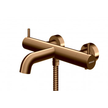 Dusch-set Kohlman Axel Brushed Copper mit Armatur termostatyczną, Aufputz-, rund Kopfbrause 25 cm - szczotkowana miedź