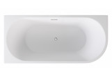Badewanne freistehend Besco Zoya, links, 150x75cm, Acryl-, klik-klak z Überlauf, maskownica gun metal - weiß