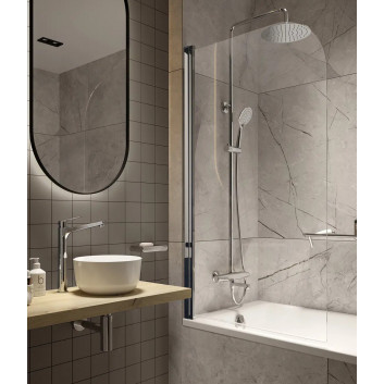 Duschwand Deante Prozma walk-in 80x195 cm - Glas transparent, profil gebürsteter Stahl
