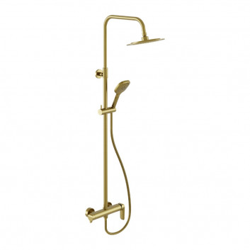 Dusch-set Excellent Pi, zur Wandmontage mit Kopfbrause 25 cm - golden szczotkowany
