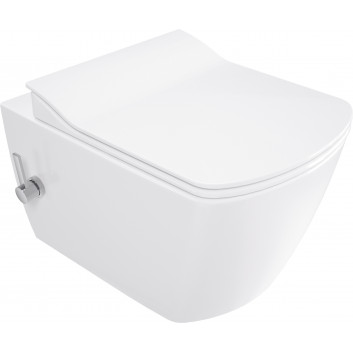 Becken WC Deante Blur 52,5 x 37,2 cm, z funkcją bidetu, mit Armatur mieszaczową nero - weiß
