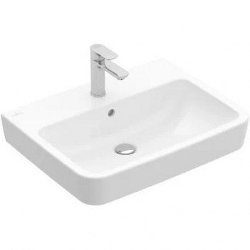 Aufsatzwaschtisch Villeroy & Boch O.novo, 55x46cm, z Überlauf, Hahnloch, Weiss Alpin CeramicPlus