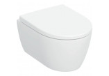 Becken WC hängend Geberit iCon 53x36 cm, bez kołnierza, spłukiwanie wirowe mit WC-Sitz mit Softclosing - weiß