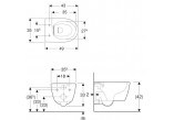 Becken WC hängend Geberit iCon 53x36 cm, bez kołnierza, spłukiwanie wirowe mit WC-Sitz mit Softclosing - weiß