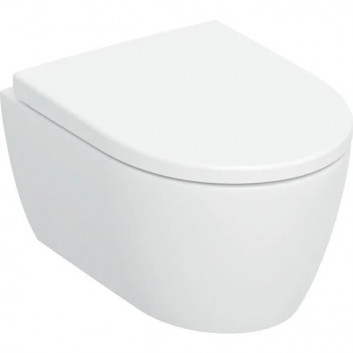 Becken WC hängend Geberit iCon 53x36 cm, bez kołnierza, spłukiwanie wirowe mit WC-Sitz mit Softclosing - weiß