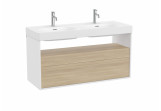 Schrank Bad- Roca Meridian 120 x 46 cm, mit 2 Schubladen i otwartą półką (do kompletacji z umywalką Meridian) - weiß matt / olcha