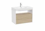 Schrank Bad- Roca Meridian 120 x 46 cm, mit 2 Schubladen i otwartą półką (do kompletacji z umywalką Meridian) - weiß matt / olcha