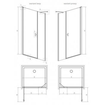 Tür Dusch- Radaway Nes KDS II 120, links, 1200x2000mm, silbern profil