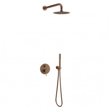 Dusch-set Excellent Pi, zur Wandmontage mit Kopfbrause 25 cm - golden szczotkowany