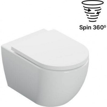 Wand-wc WC Excellent Doto S 49 cm, bezrantowa mit WC-Sitz mit Softclosing - weiß Glanz