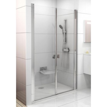 Drzwi prysznicowe dwuelementowe CSDL2 100 Ravak Chrome, biały + transparent- sanitbuy.pl