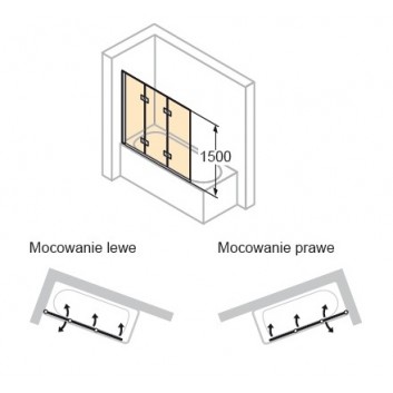 Parawan nawannowy Huppe 501 Design Pure - 1-częściowy 750 mm- sanitbuy.pl