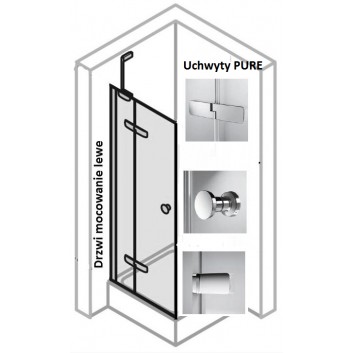 Drzwi suwane Huppe Aura Elegance , 900 x 900 mm, szkło srebrny mat , przeźroczyste- sanitbuy.pl