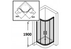 Duschkabine halbrund Tür Schiebe- Huppe Classics 90x80 cm, wys. 190 cm, silbern matt, transparentes Glas 