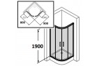 Duschkabine halbrund Tür Schiebe- Huppe Classics 80x90 cm, wys. 190 cm, silbern matt, transparentes Glas 
